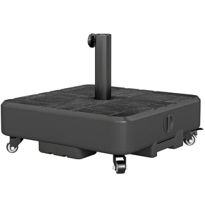 Patio Umbrella Base with Wheels, Heavy Duty Outdoor Umbrella Stand Holder, 62 lbs Water or 77 lbs Sand Filled, for 1.5"/1.9" Poles, Black