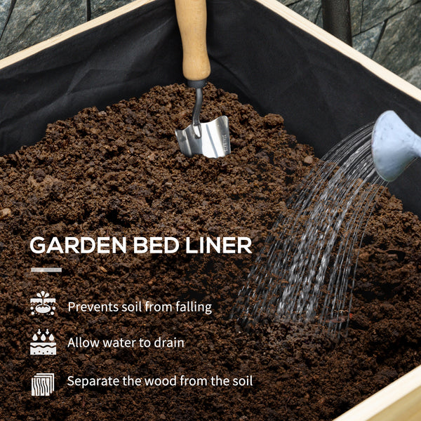 Raised Garden Bed with Plastic Greenhouse Cover and Bed Liner, Outdoor Elevated Wood Planter Box for Herbs and Vegetables, Use for Patio, Backyard, Balcony, 45 x 24 x 65 inch, Natural