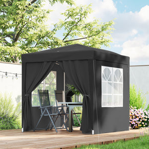 6.6'x6.6' Pop Up Canopy Tent with Sidewalls, Instant Sun Shelter Camping Gazebo with Carry Bag, for Outdoor, Garden, Patio, Black