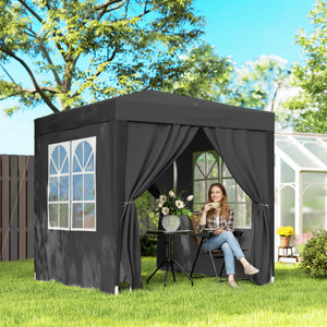 6.6'x6.6' Pop Up Canopy Tent with Sidewalls, Instant Sun Shelter Camping Gazebo with Carry Bag, for Outdoor, Garden, Patio, Black
