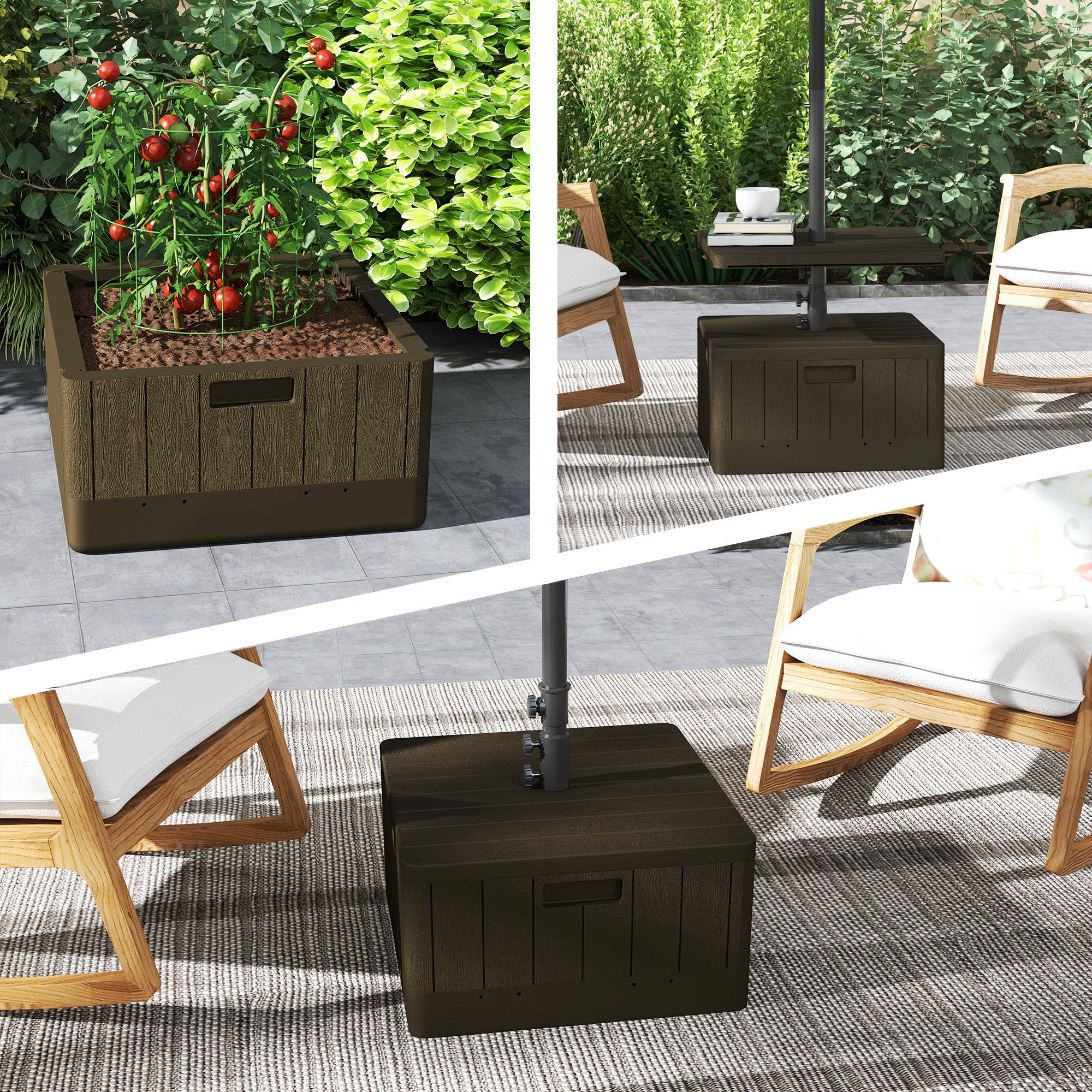 heavy patio table with umbrella hole PHI VILLA w/Umbrella Hole, Metal Table w/Mesh Top, Black lasting use Outdoor Furniture 8-Person Coated Heavy-Duty