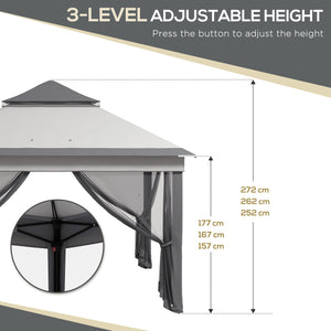 3 x 3(m) Pop Up Gazebo with Netting and Carrying Bag, Party Tent Instant Event Shelter, Height Adjustable and UV-Resistant, for Garden, Patio, Grey