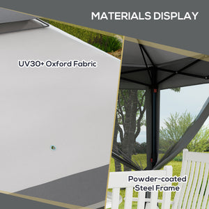3 x 3(m) Pop Up Gazebo with Netting and Carrying Bag, Party Tent Instant Event Shelter, Height Adjustable and UV-Resistant, for Garden, Patio, Grey