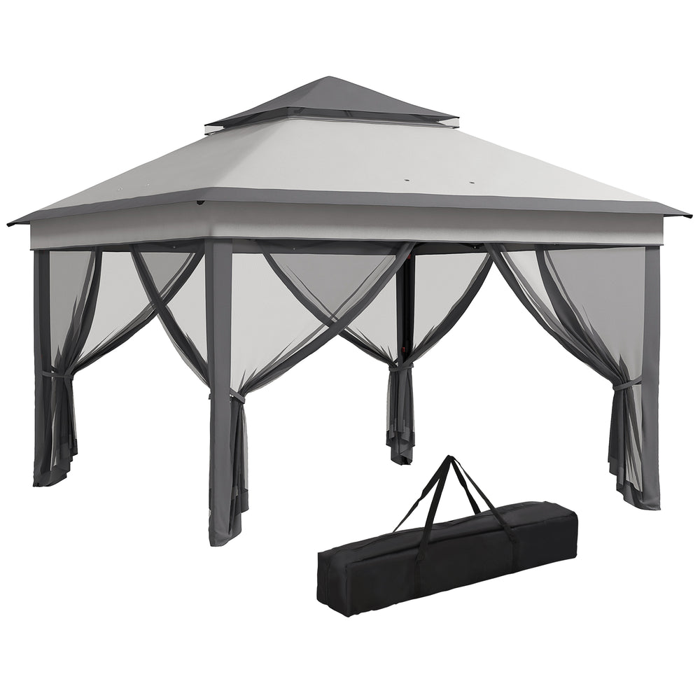 3 x 3(m) Pop Up Gazebo with Netting and Carrying Bag, Party Tent Instant Event Shelter, Height Adjustable and UV-Resistant, for Garden, Patio, Grey