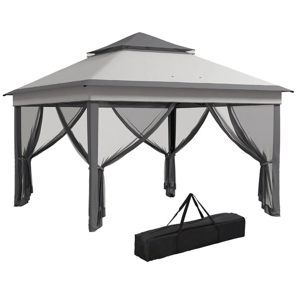 3 x 3(m) Pop Up Gazebo with Netting and Carrying Bag, Party Tent Instant Event Shelter, Height Adjustable and UV-Resistant, for Garden, Patio, Grey
