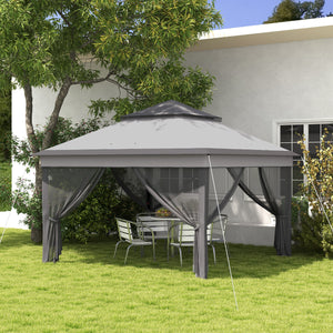 3 x 3(m) Pop Up Gazebo with Netting and Carrying Bag, Party Tent Instant Event Shelter, Height Adjustable and UV-Resistant, for Garden, Patio, Grey