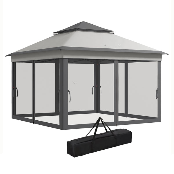 3 x 3(m) Pop Up Gazebo with Netting and Carrying Bag, Party Tent Instant Event Shelter, Height Adjustable and UV-Resistant, for Garden, Patio, Grey