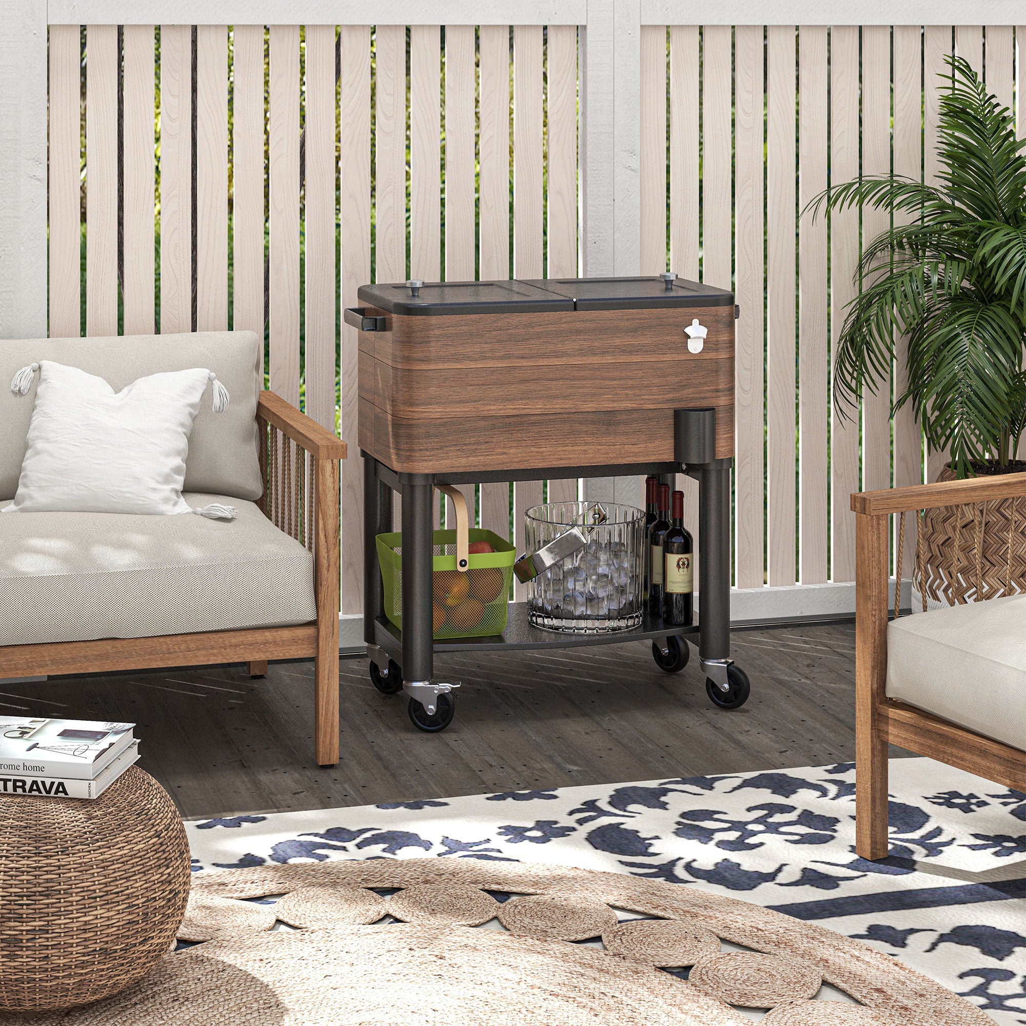 Outsunny Patio Cooler Cart - Thumbnail 2