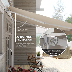 Outsunny 12' x 10' Retractable Awning Patio Awnings Sun Shade Shelter with Manual Crank Handle, 280g/m² UV & Water-Resistant Fabric and Aluminum Frame for Deck, Balcony, Yard, Cream White