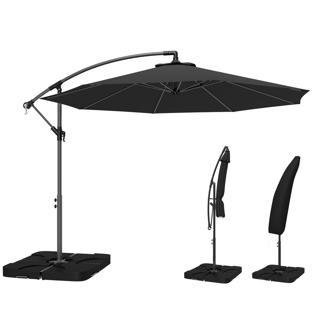 cantilever patio umbrella uk TANGZON 3M Garden Parasol, Adjustable with Heavy Duty Cross Base, 360 Rotation Function and 4-Level Tilting System, Hanging Umbrella (Wine) Garden its ideal for patios Pisa 3.5M Dia Cantilever Parasol