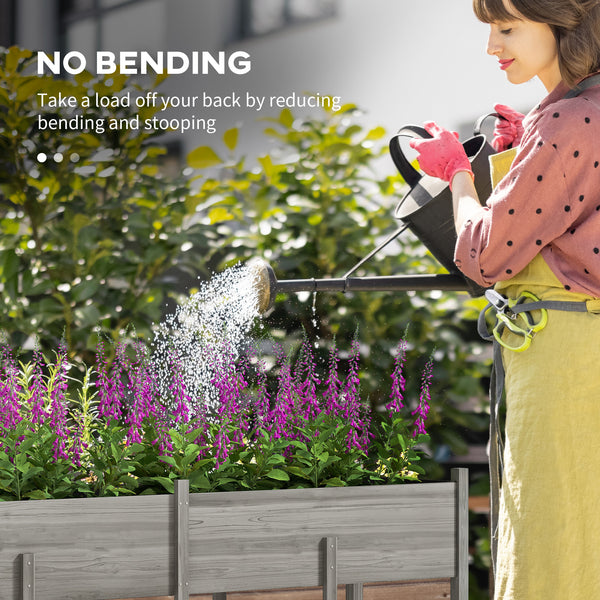 Wooden Raised Garden Bed Planter with Bed Liner and Drain Holes, Large Elevated Planter Box with Legs for Vegetables Flowers Herbs, Outdoor and Indoor, Grey