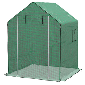 Walk-in Greenhouse Replacement Cover for Model 01-0472 with Roll-up Door and Mesh Windows, 55"x56.25"x74.75" Reinforced Anti-Tear PE Hot House Cover (Frame Not Included), Green