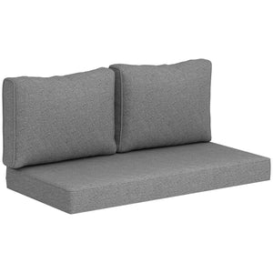 2 Seater Outdoor Seat Cushions with Backrest, Loveseat Double Sofa Outdoor Furniture Cushions, Fade-Resistant Replacement Patio Cushions for Indoor and Outdoor, Grey