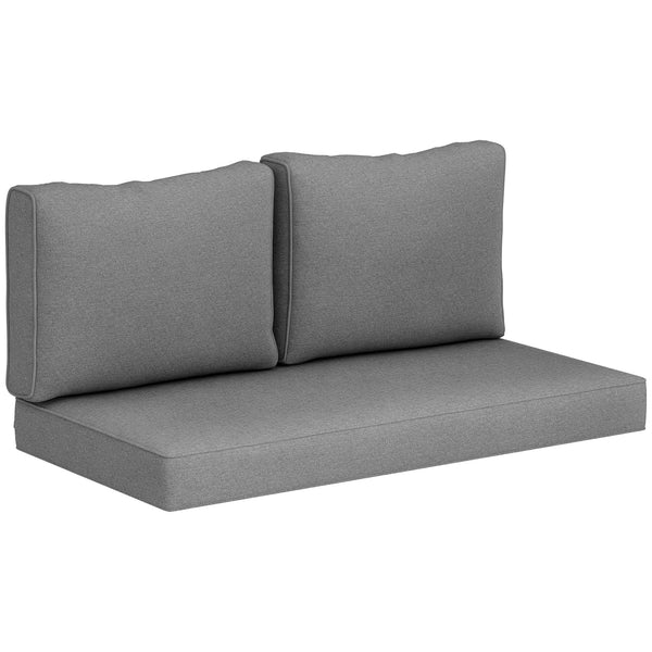 2 Seater Outdoor Seat Cushions with Backrest, Loveseat Double Sofa Outdoor Furniture Cushions, Fade-Resistant Replacement Patio Cushions for Indoor and Outdoor, Grey
