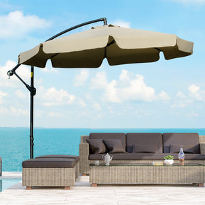 Outsunny 9' Offset Hanging Patio Umbrella, Cantilever Umbrella with Easy Tilt Adjustment, Cross Base and 8 Ribs for Backyard, Poolside, Lawn and Garden, Brown