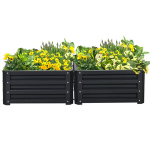 Outsunny 2 Piece Galvanized Raised Garden Bed, 2' x 2' x 1' Metal Planter Box for Growing Vegetables, Flowers, Herbs, Succulents, Dark Gray