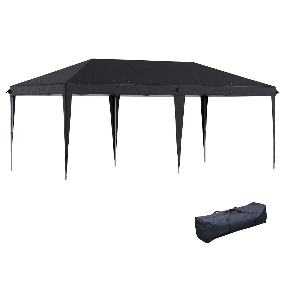 Outsunny 10' x 20' Pop Up Canopy Tent, Upgraded Heavy Duty Tents for Parties, Outdoor Instant Gazebo Sun Shade Shelter with Carry Bag, for Catering, Events, Wedding, Backyard BBQ, Black