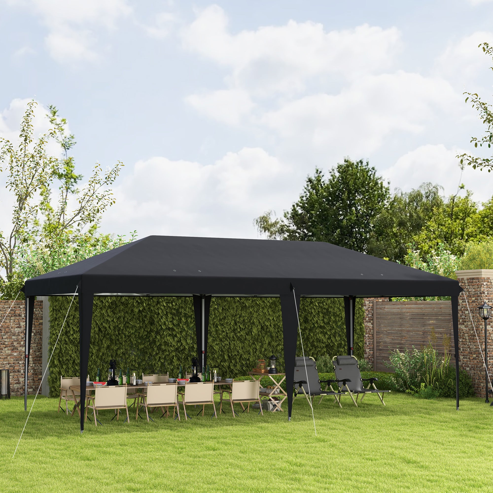 Outsunny Durable 10x20 Pop-Up Canopy Tent with Sun Shade Shelter