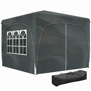 3 x 3(m) Pop Up Gazebo with Sides and Carry Bag, UPF50+, Height Adjustable Party Tent Instant Event Shelter for Garden, Outdoor, Patio, Dark Grey