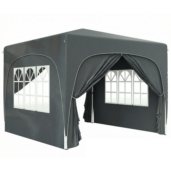 3 x 3(m) Pop Up Gazebo with Sides and Carry Bag, UPF50+, Height Adjustable Party Tent Instant Event Shelter for Garden, Outdoor, Patio, Dark Grey