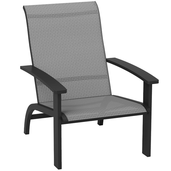 Aluminum Adirondack Chair, Muskoka Chair with Mesh Seat and High Back, Rattan-Effect All-Weather Outdoor Patio Chair for Fire Pit, Garden, Deck, Dark Grey