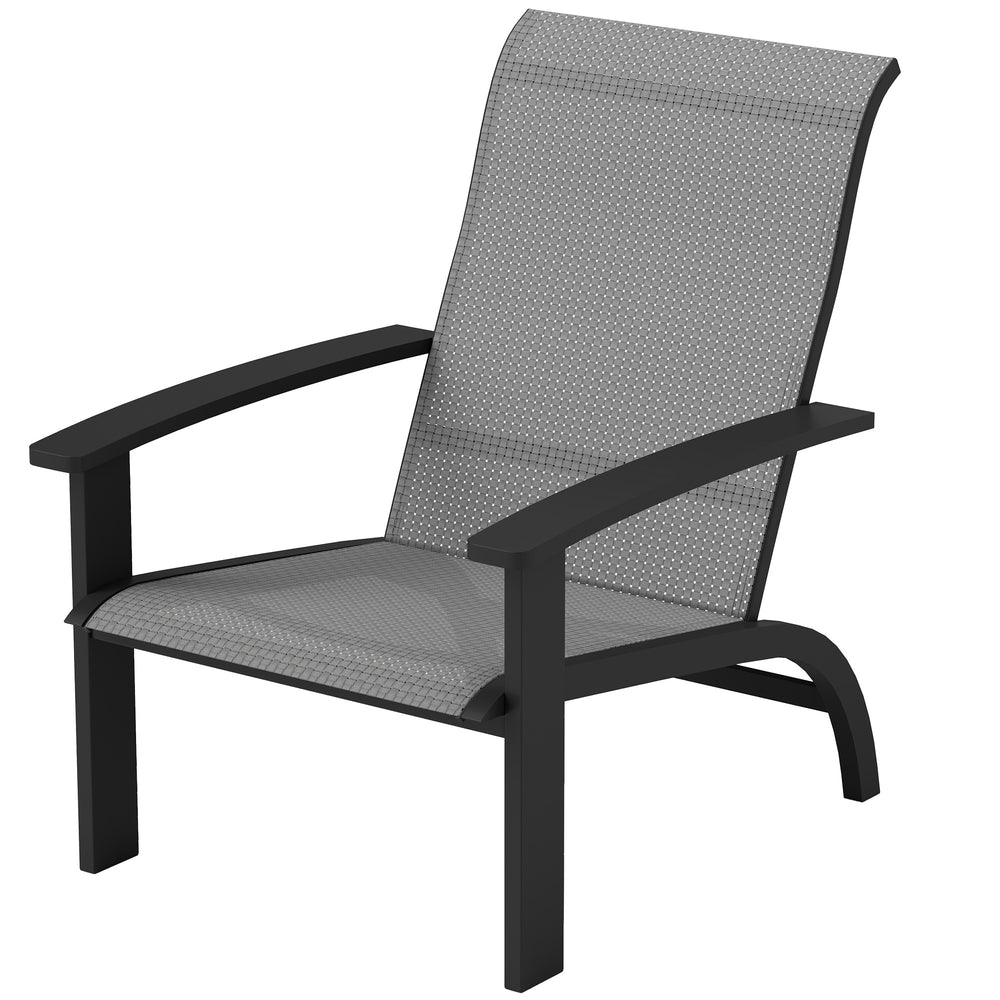 Aluminum Adirondack Chair, Muskoka Chair with Mesh Seat and High Back, Rattan-Effect All-Weather Outdoor Patio Chair for Fire Pit, Garden, Deck, Dark Grey