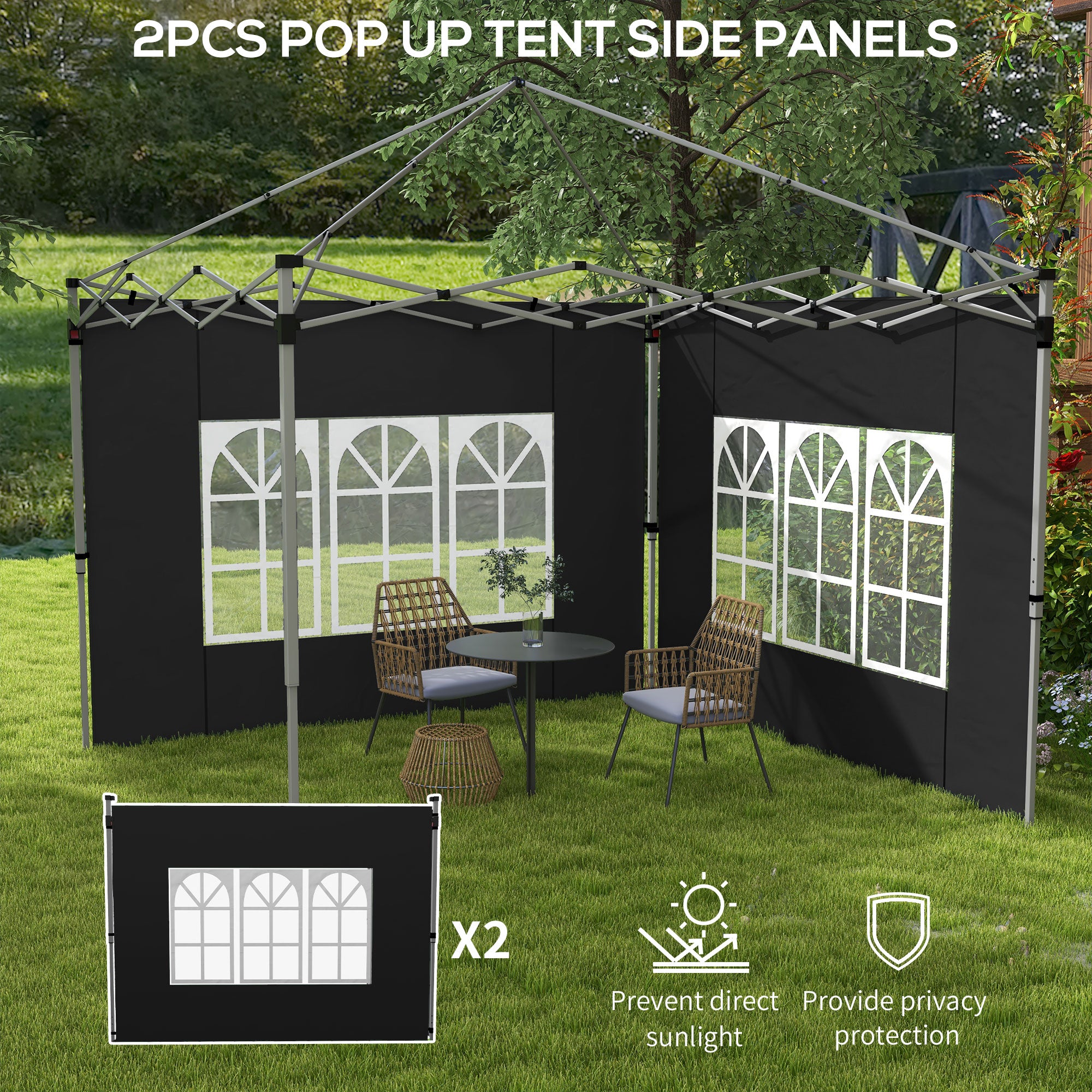 Gazebo Side Panels with Window for 3x3(m) or 3x4m Pop Up Gazebo,