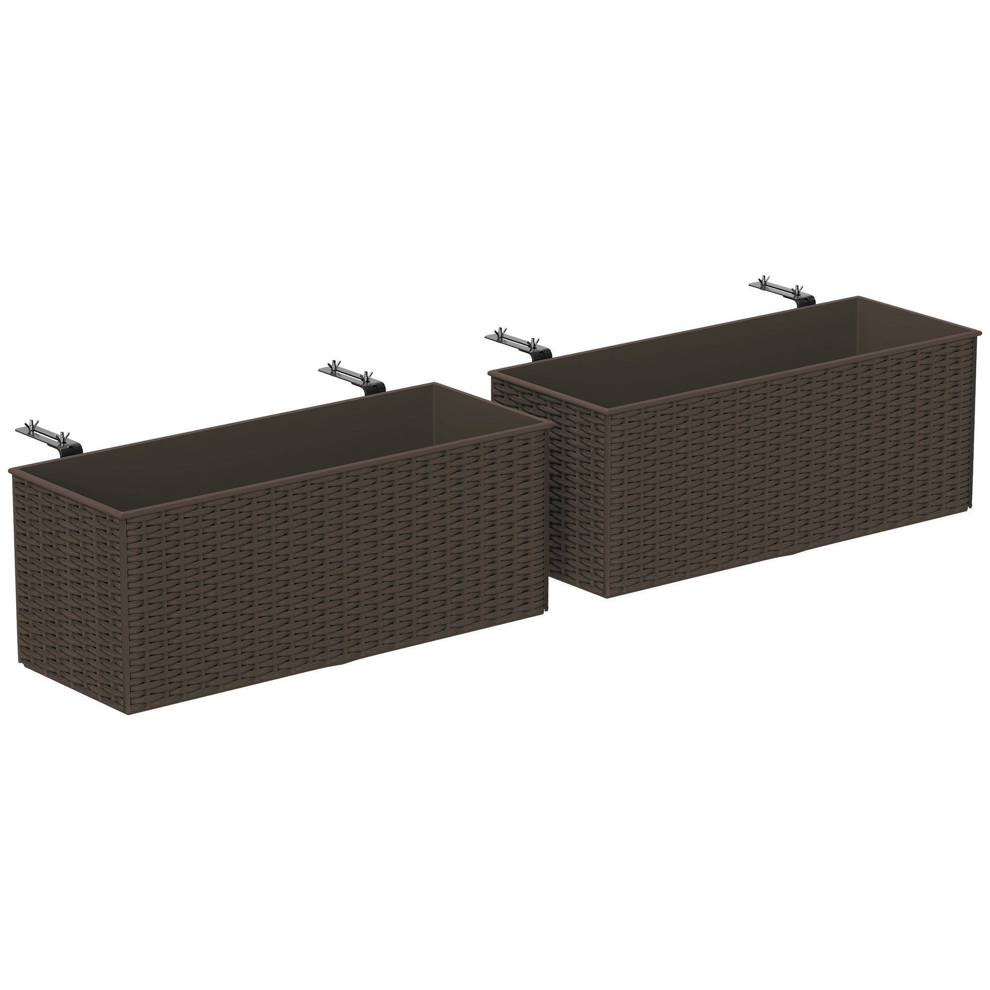 planter pots with hooks Outsunny Self-Watering Railing Planter Box, 20" Garden Pots Set
