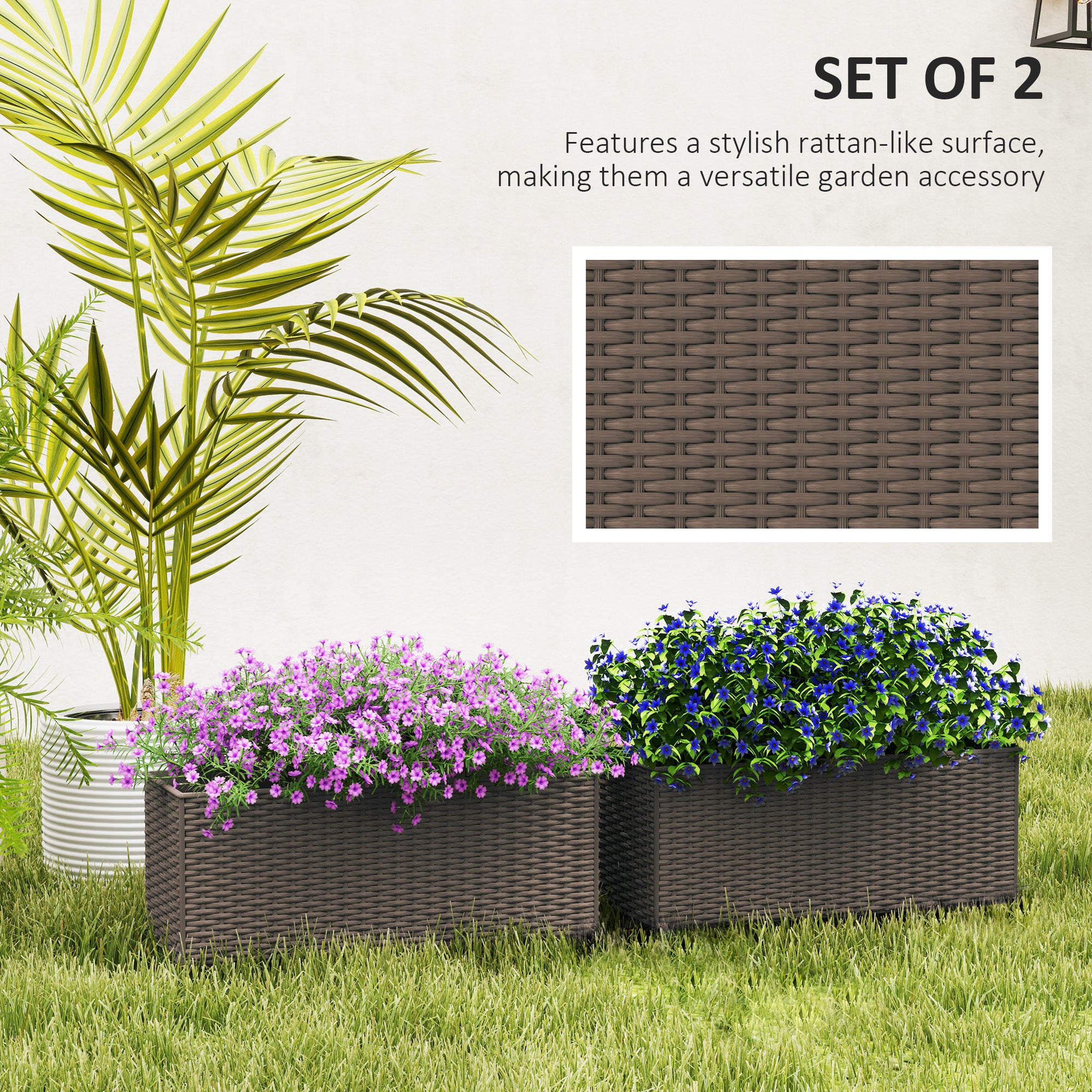 20 inch pots for plants Outsunny Self-Watering Railing Planter Box, 20" Garden Pots Set