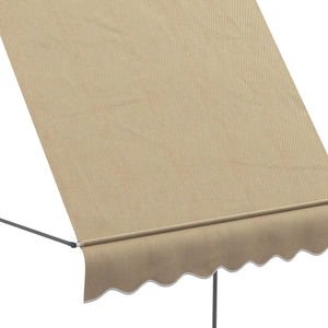 Manual Retractable Awning, 79" Non-Screw Patio Sun Shade Shelter with Support Pole Stand and UV Resistant Fabric for Window, Door, Porch, Deck, Beige