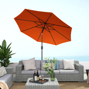 10' x 8' Round Market Umbrella, Patio Umbrella with Crank Handle and Tilt, Outdoor Parasol for Garden, Bench, Lawn, Orange