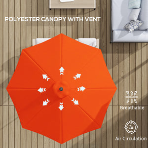 10' x 8' Round Market Umbrella, Patio Umbrella with Crank Handle and Tilt, Outdoor Parasol for Garden, Bench, Lawn, Orange