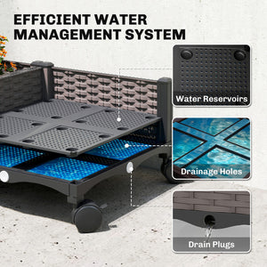 Raised Garden Bed with Arch Trellis, Raised Bed for Garden on Wheels with Side Trellis, Self Watering Outdoor Planter Box for Climbing Plants, Flowers, Herbs