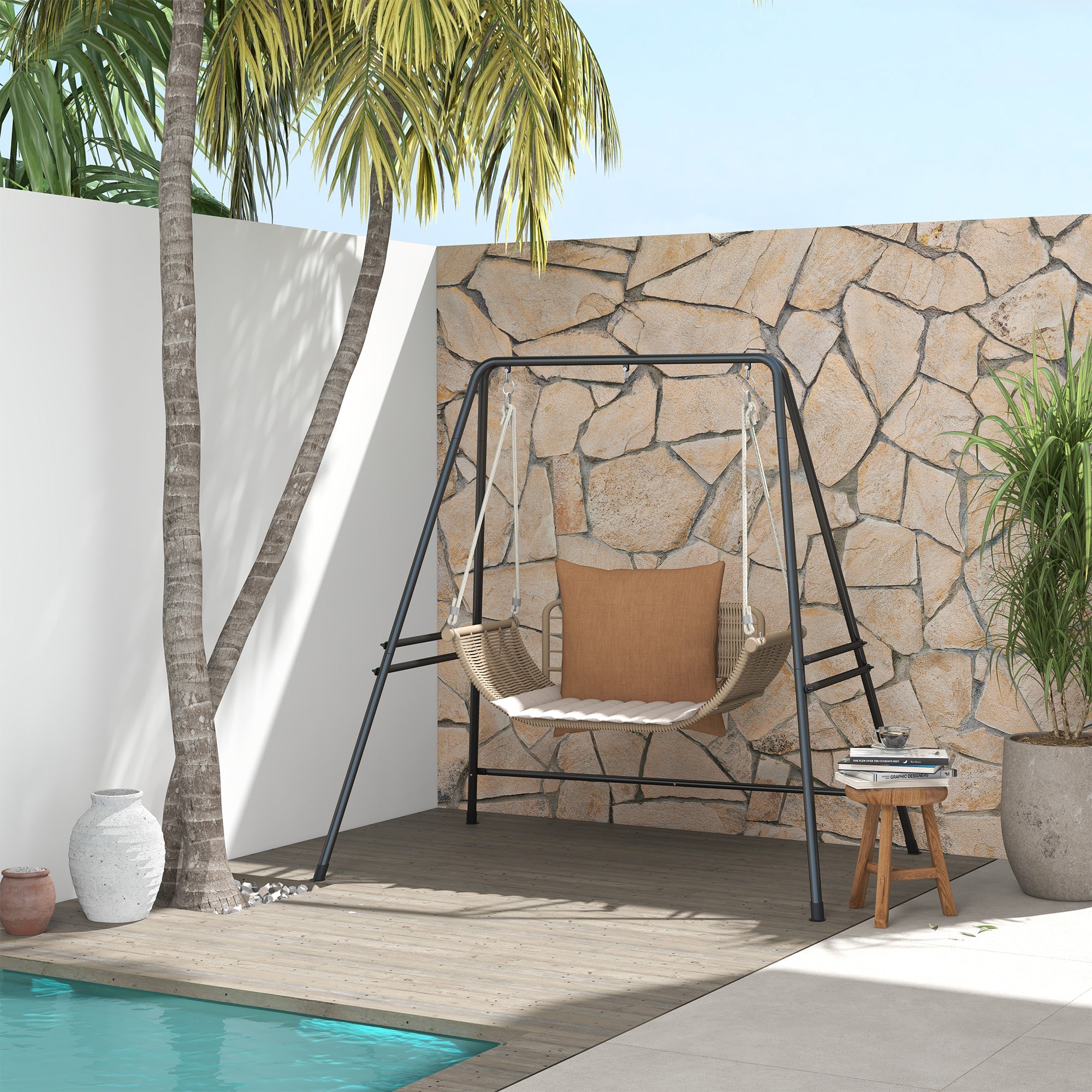 Outsunnny Hammock Chair Stand, Hanging Heavy Duty Metal Frame