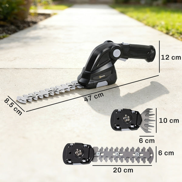 2-in-1 Cordless Hedge Trimmer & Grass Shear with 7.2V 2 x Rechargeable 2000mAh Batteries, 2 Changeable Blades, Charger, Lightweight Handheld Cutter for Bushes, Branches, Shrubs, Lawn Edging