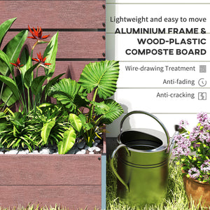 Raised Garden Bed with Trellis for Climbing Plants, 28" x 15" x 59" Planter Box with Self Draining Gap, Freestanding Trellis Planter for Outdoor, Patio, Light Brown