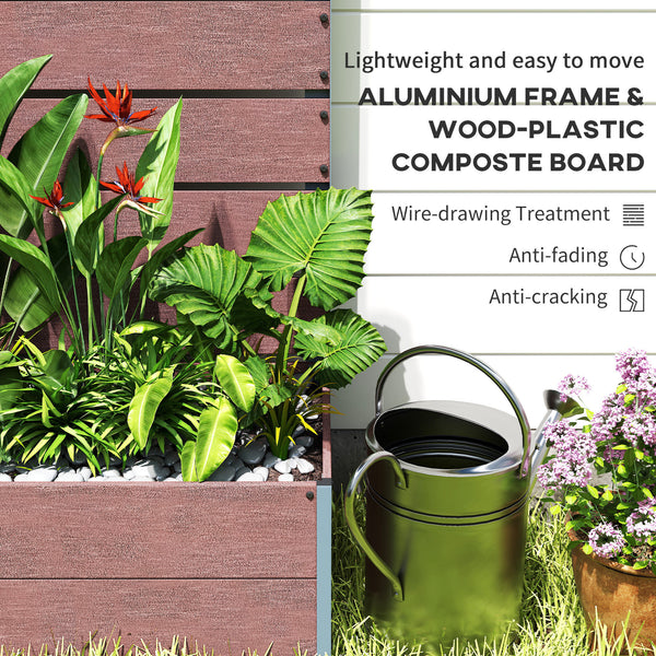 Raised Garden Bed with Trellis for Climbing Plants, 28" x 15" x 59" Planter Box with Self Draining Gap, Freestanding Trellis Planter for Outdoor, Patio, Light Brown