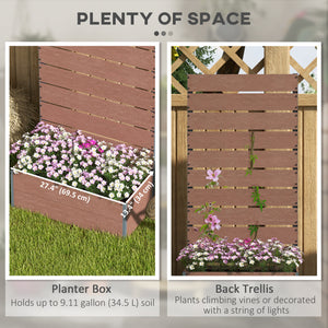 Raised Garden Bed with Trellis for Climbing Plants, 28" x 15" x 59" Planter Box with Self Draining Gap, Freestanding Trellis Planter for Outdoor, Patio, Light Brown