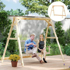 Outsunny 770lbs Porch Swing Frame, Heavy Duty A-Frame Wooden Swing Stand with Reinforced Bars, Freestanding Hanging Chair Stand Only for Porch, Lawn, Garden, Backyard