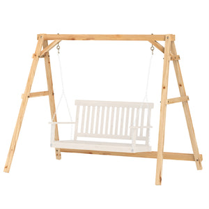 Outsunny 770lbs Porch Swing Frame, Heavy Duty A-Frame Wooden Swing Stand with Reinforced Bars, Freestanding Hanging Chair Stand Only for Porch, Lawn, Garden, Backyard