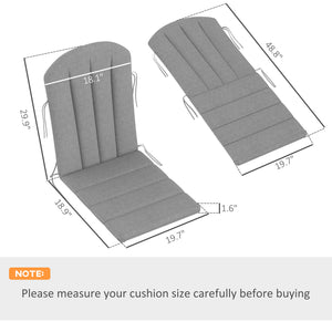 Adirondack Chair Cushion Set of 4, Outdoor Chair Cushions with Ties, 25D High-Density Foam, High Back Patio Chair Cushions, Fade Resistant for Patio Furniture, 49" x 20" x 2", Gray