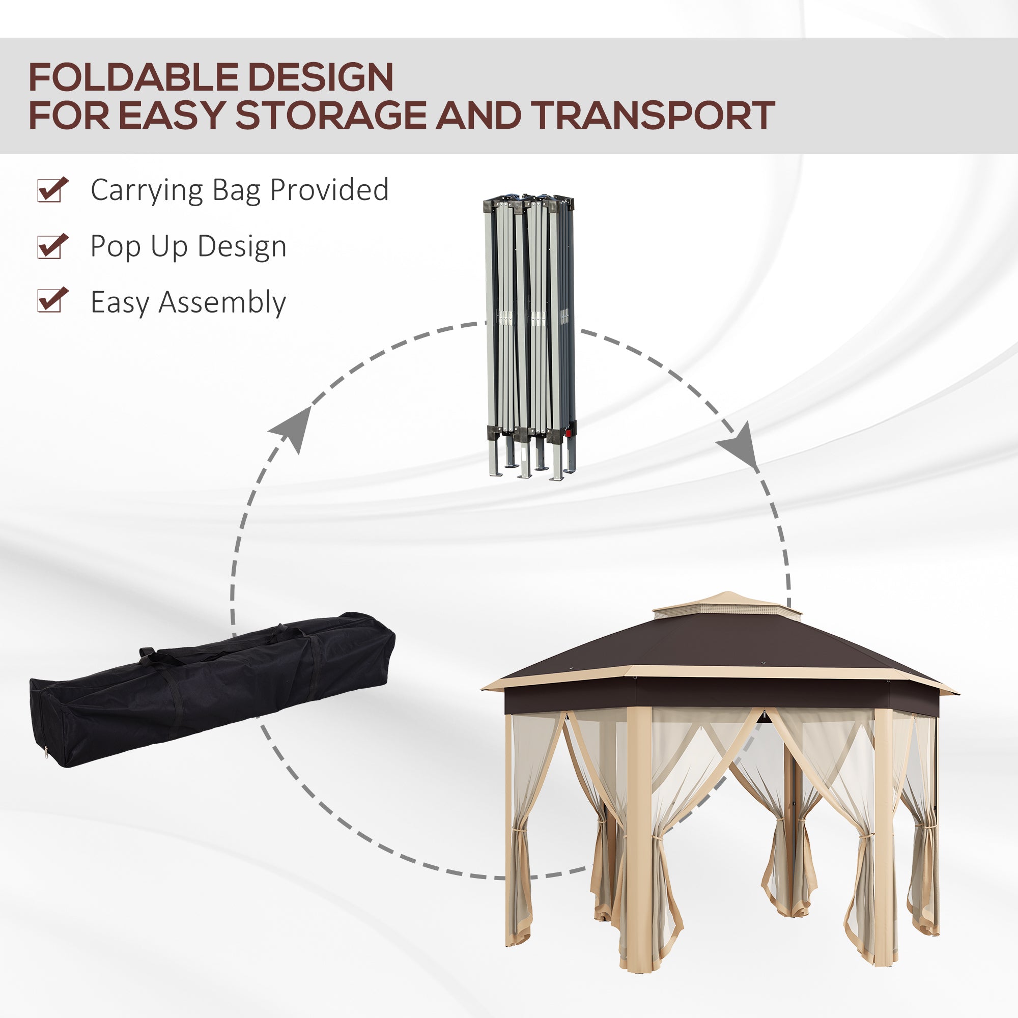 Outsunny 13' x 13' Hexagonal Pop-Up Gazebo Shelter with 6