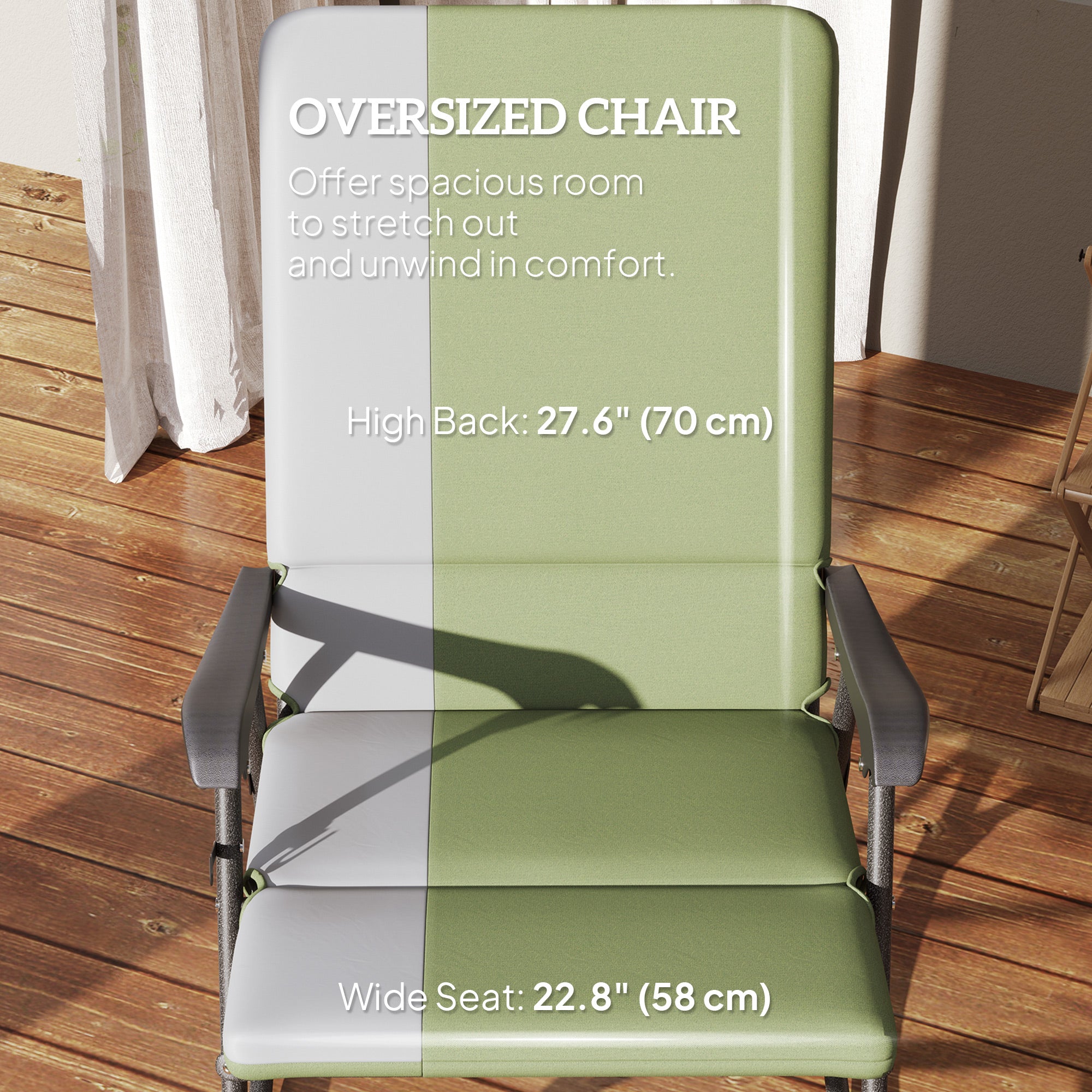 Outsunnny Folding Outdoor Rocking Chair Set of 2, Oversized Patio