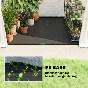 63" x 63" x 78.7" Mini Greenhouse for Outdoors with Roll-up Door and 3 Mesh Windows, Large Plant House with PE Cover and Reinforced Steel Frame, White