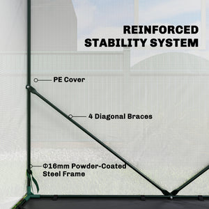 63" x 63" x 78.7" Mini Greenhouse for Outdoors with Roll-up Door and 3 Mesh Windows, Large Plant House with PE Cover and Reinforced Steel Frame, White