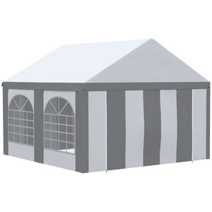 4 x 4m Galvanised Party Tent, Marquee Gazebo with Sides, Four Windows and Double Doors, for Parties, Wedding and Events