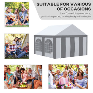 4 x 4m Galvanised Party Tent, Marquee Gazebo with Sides, Four Windows and Double Doors, for Parties, Wedding and Events