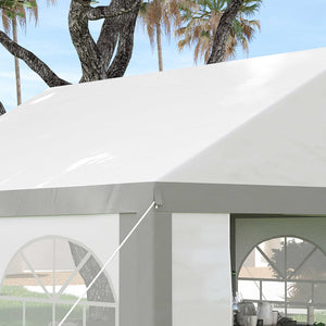4 x 4m Galvanised Party Tent, Marquee Gazebo with Sides, Four Windows and Double Doors, for Parties, Wedding and Events