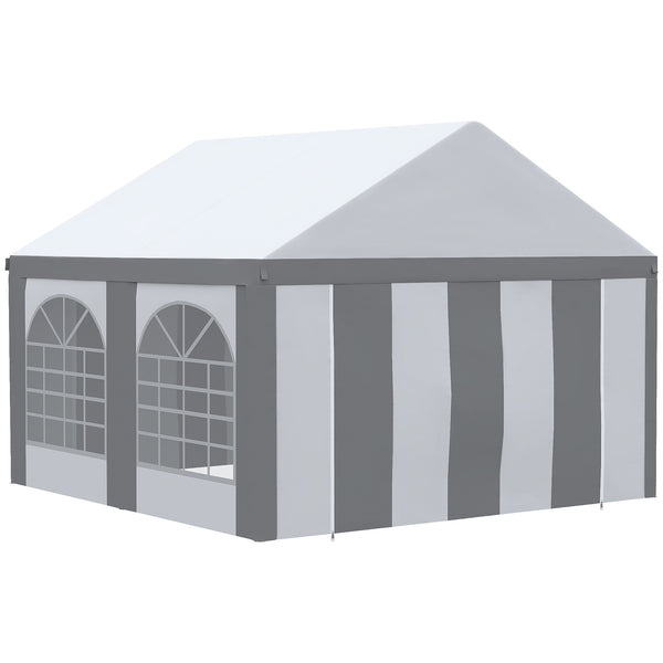 4 x 4m Galvanised Party Tent, Marquee Gazebo with Sides, Four Windows and Double Doors, for Parties, Wedding and Events