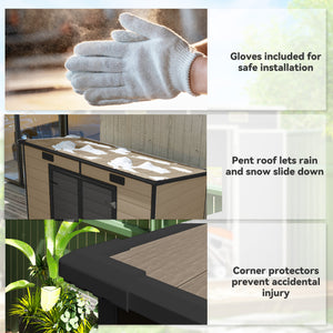 8' x 4' Outdoor Storage Shed, Resin Plastic Shed with Floor, Window, Lockable Doors and Vents, All-Weather Tool Shed for Backyard, Patio, Lawn, Light Brown